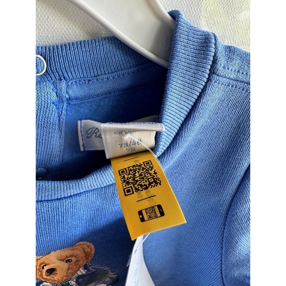 NWT Ralph Lauren Baby Boys 3 mos 6 mos 9 mos Romper  Blue Polo Bear fleece - Picture 6 of 8